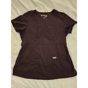 Grey's Anatomy 2 Pocket Mock Wrap Scrub Top 4153 Purple Size Medium ABC